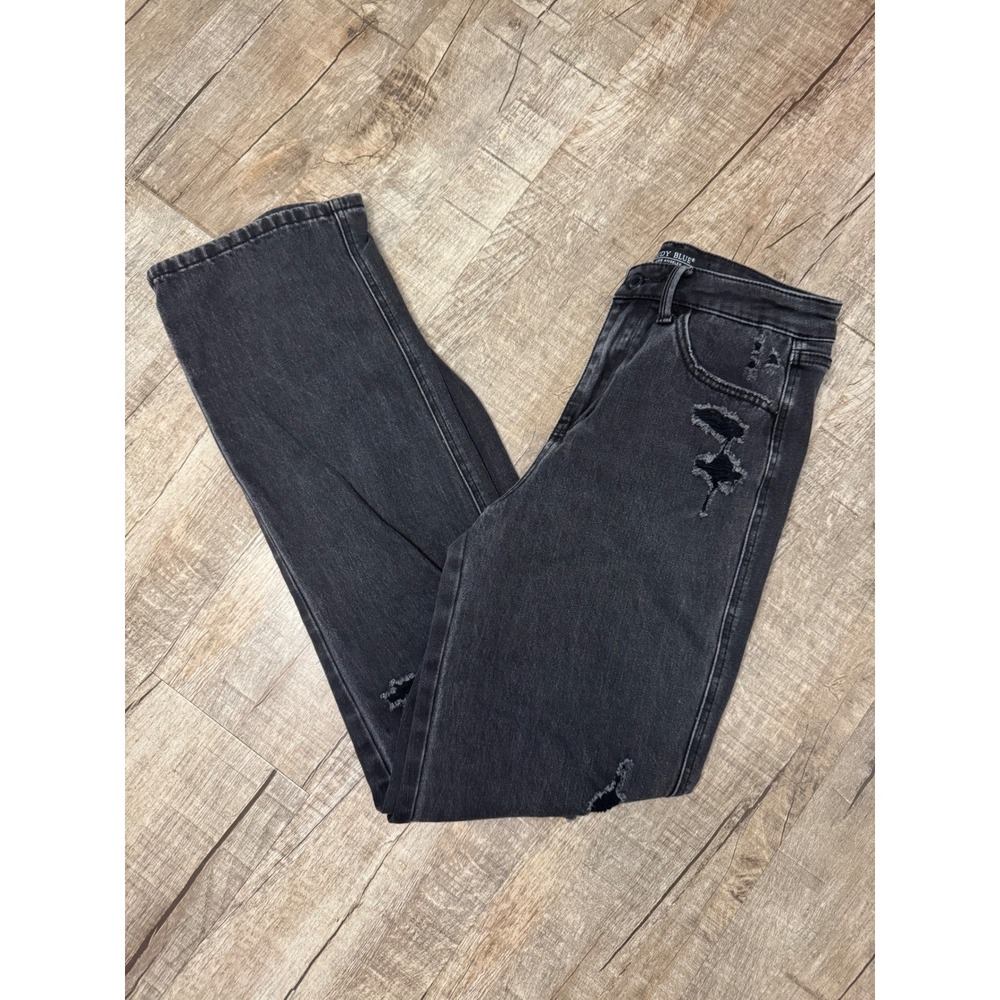Judy Blue Womens Black Distressed Straight‎ Leg Jeans Size 3/26 Destroyed Denim